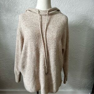 Woolen Bloom Oatmeal Colored Hooded Sweater